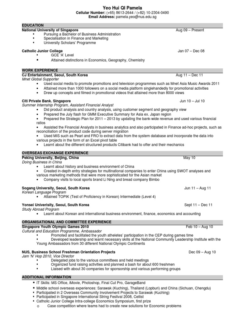 Pamela Resume 2012 Pdf South Korea World Politics