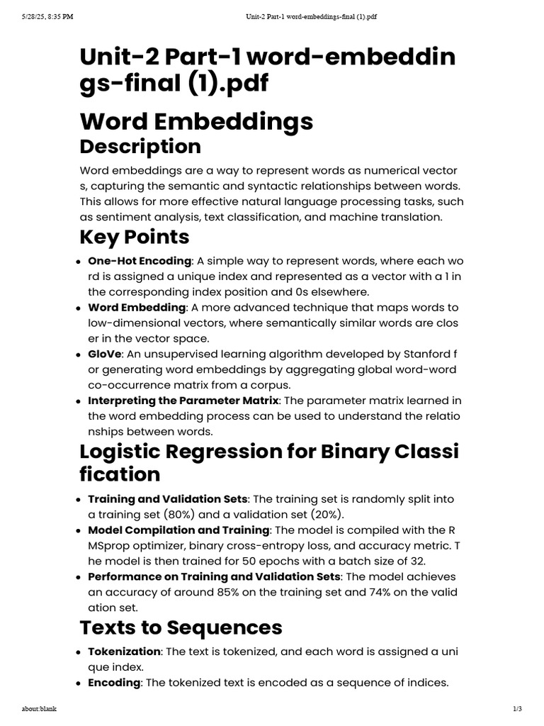 Understanding Word Embeddings Techniques | PDF | Artificial ...