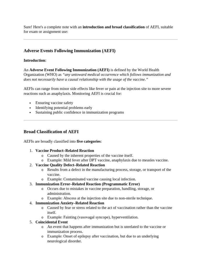 AEFI Classification and Pharmacovigilance | PDF | Pharmacovigilance ...