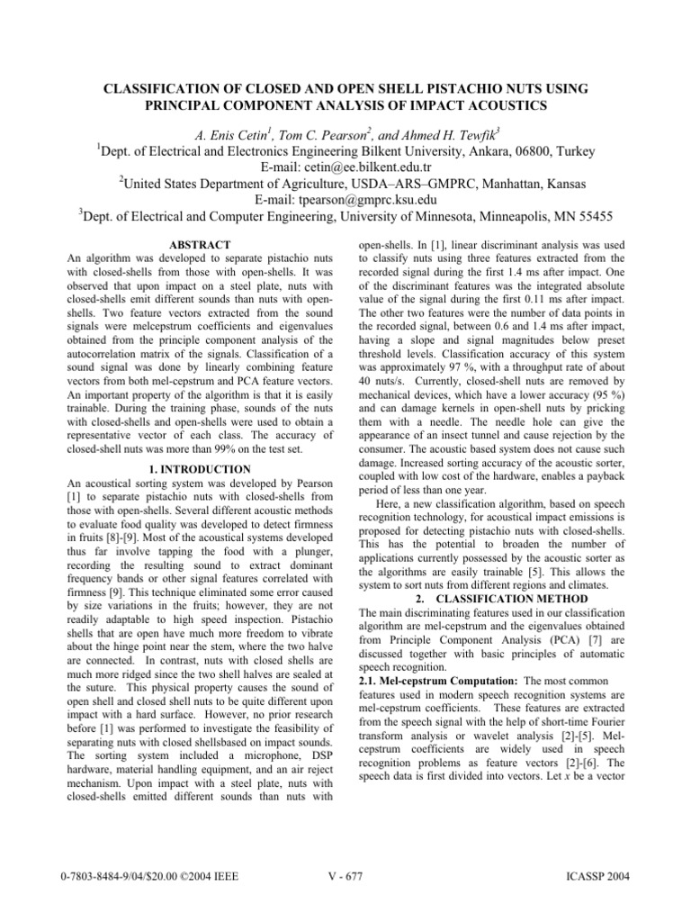 Pistachio Nut Classification via Acoustics | PDF | Principal Component ...