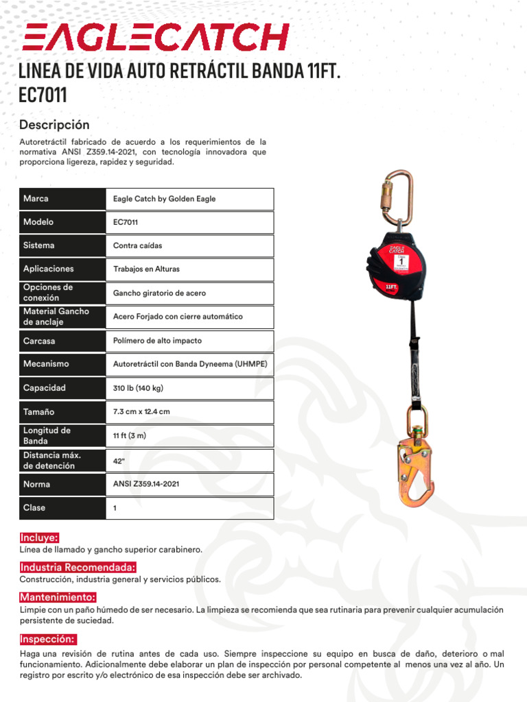 Línea de Vida Retráctil 11FT EC7011 | PDF