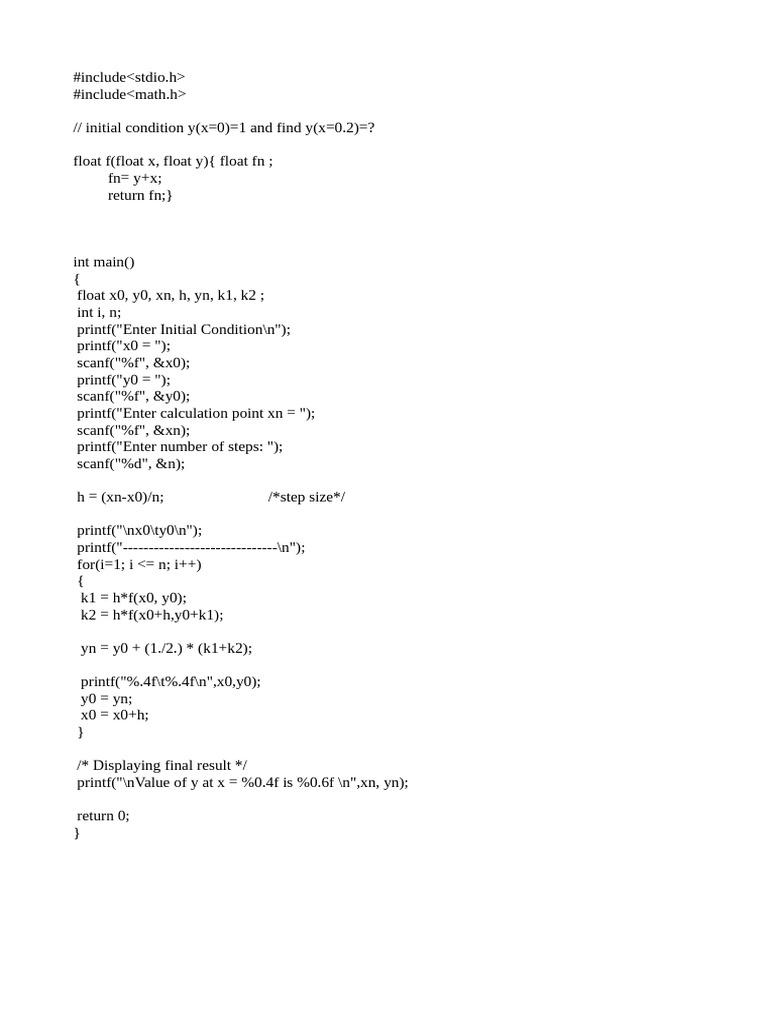 C Program for Numerical Integration | PDF