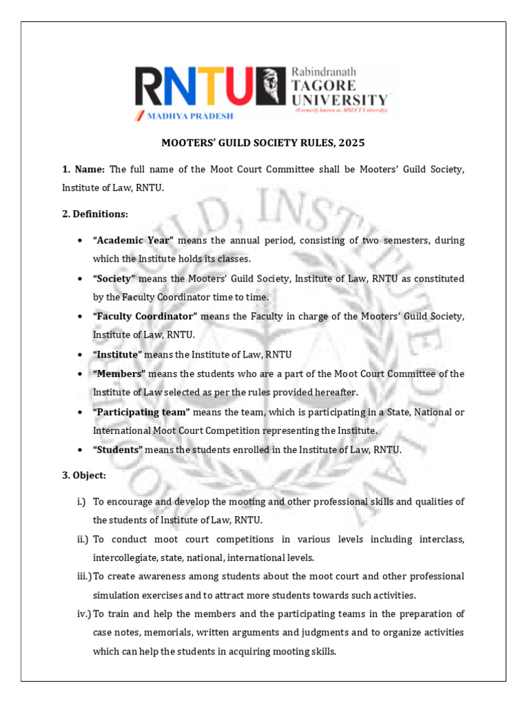 Mooters' Guild Society Rules 2025 | PDF | Public Law | Justice