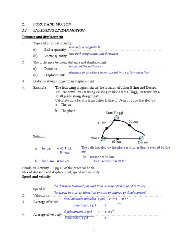 Chapter 2 Force and Motion TEACHER's GUIDE | PDF