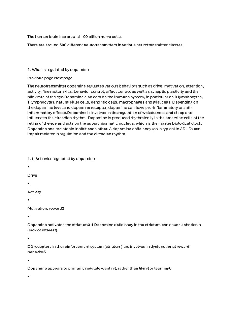 Dopamine's Role in Behavior and Immunity | PDF | Dopamine | Reward System