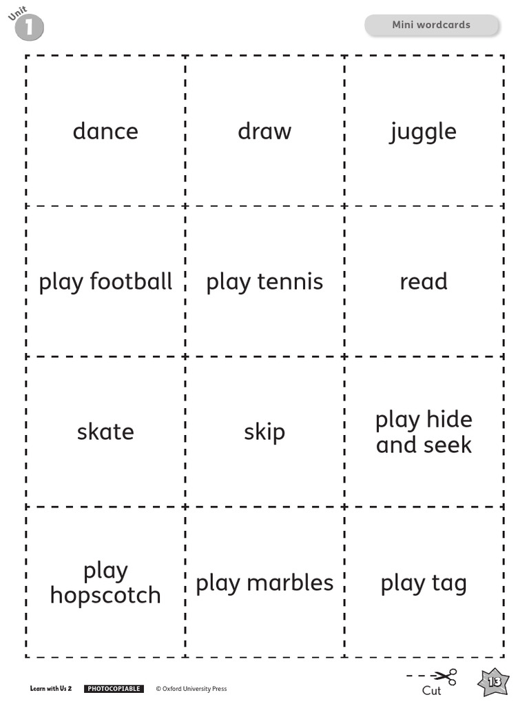 LWU 2 Mini Wordcards Unit 1 | PDF