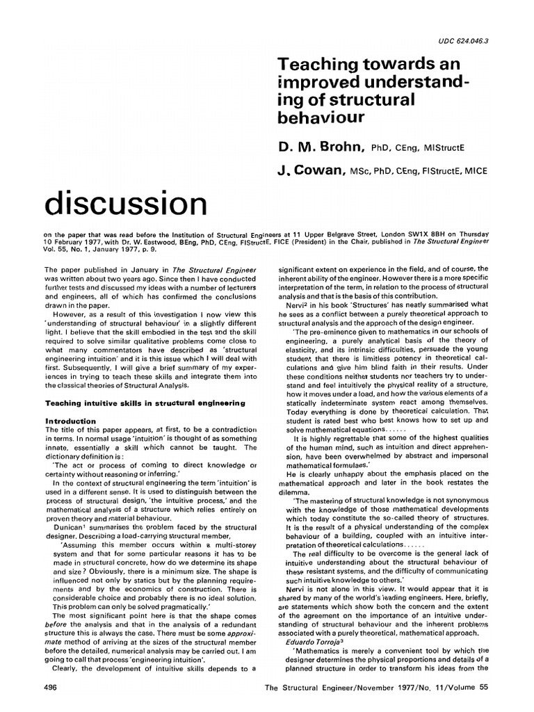 Teaching Towards An Improved Understand Structural Behaviour | PDF ...