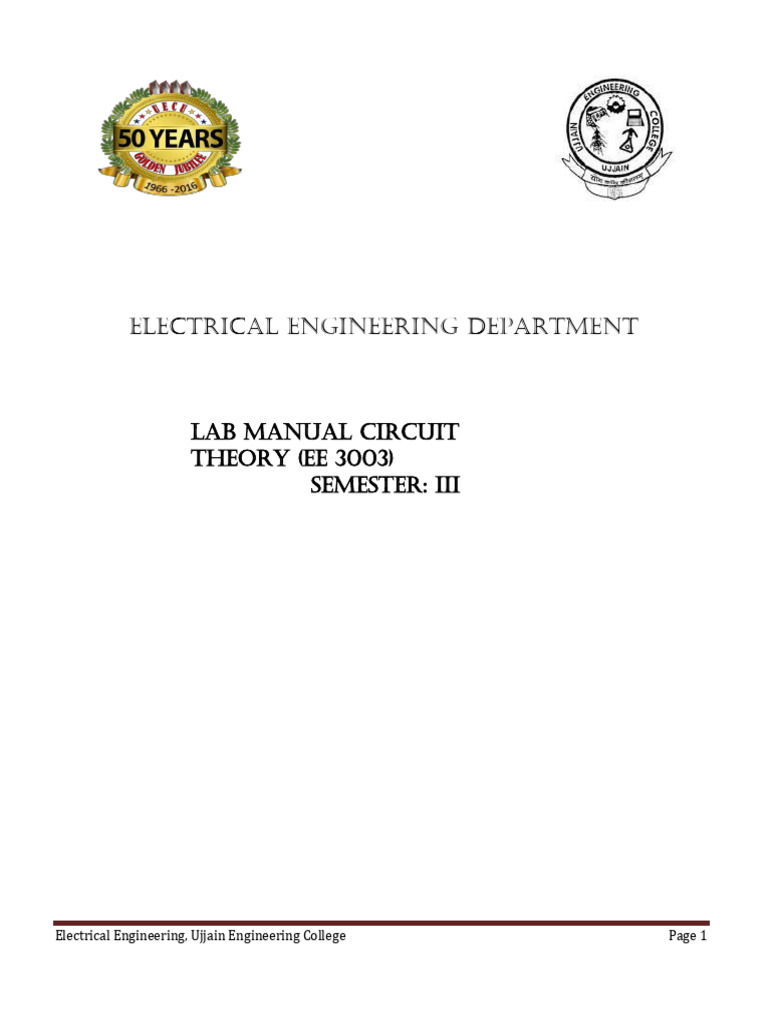 Electrical Engineering Lab Manual: Circuit Theory | PDF | Resonance | Capacitor