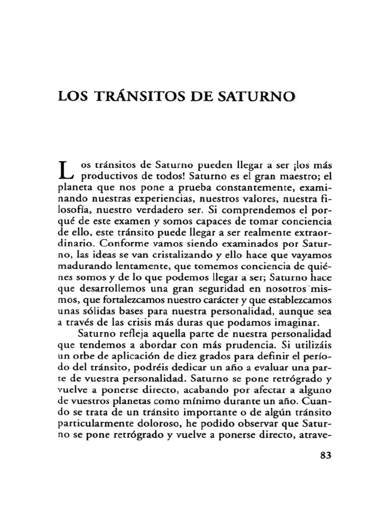 Tránsitos de Saturno en La Carta Natal | PDF