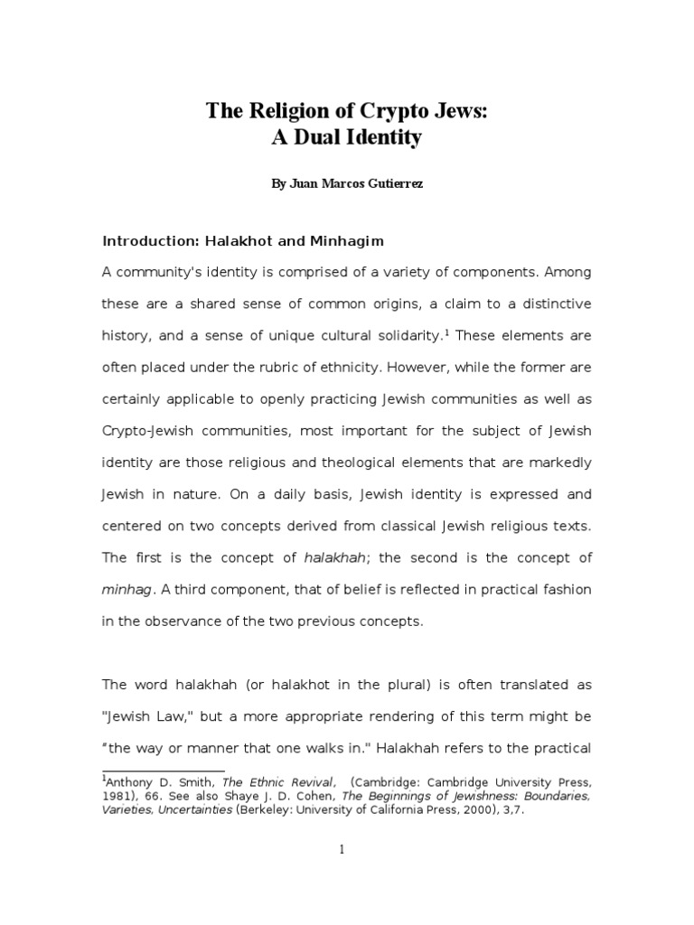 Juan Marcos Gutierrez On The Duality of Identity of Crypto Jews | PDF |  Jews | Halakha