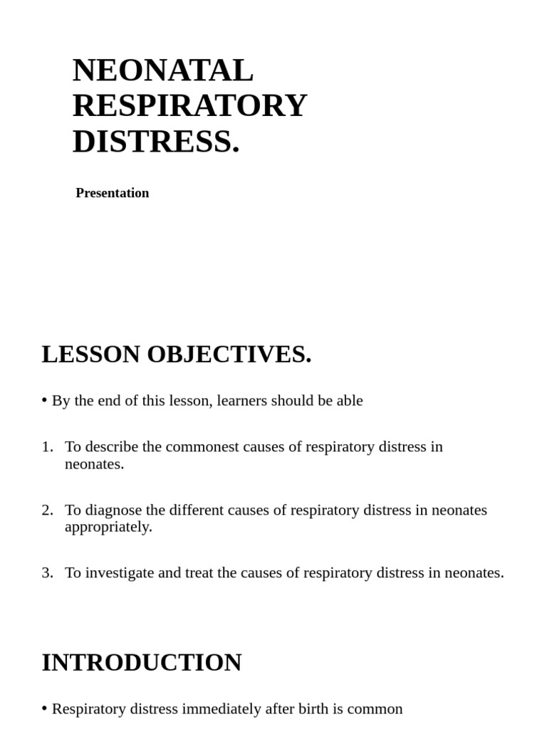 Neonatal Respiratory Distress Overview | PDF | Respiratory Diseases | Lung
