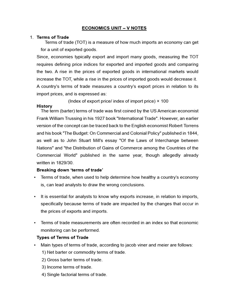 Understanding Terms of Trade in Economics | PDF | Exchange Rate ...