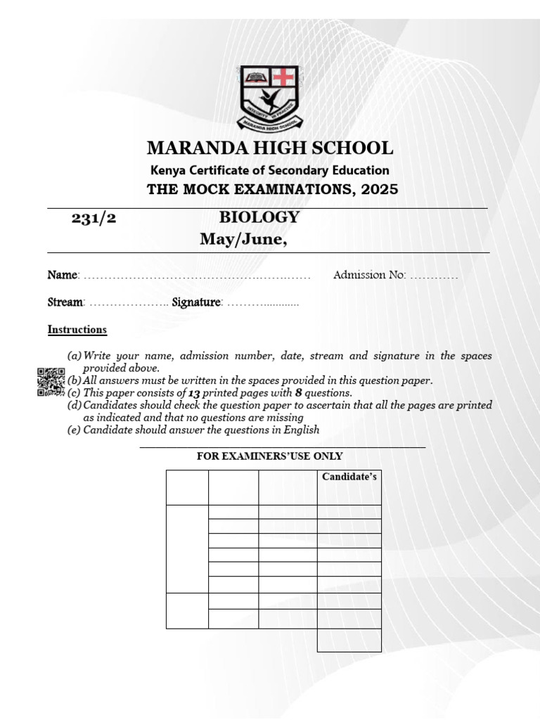 Biology Mock Exam Paper 2 | PDF | Seed | Genotype