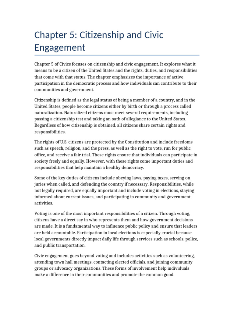 U.S. Citizenship and Civic Engagement Guide | PDF | Citizenship ...
