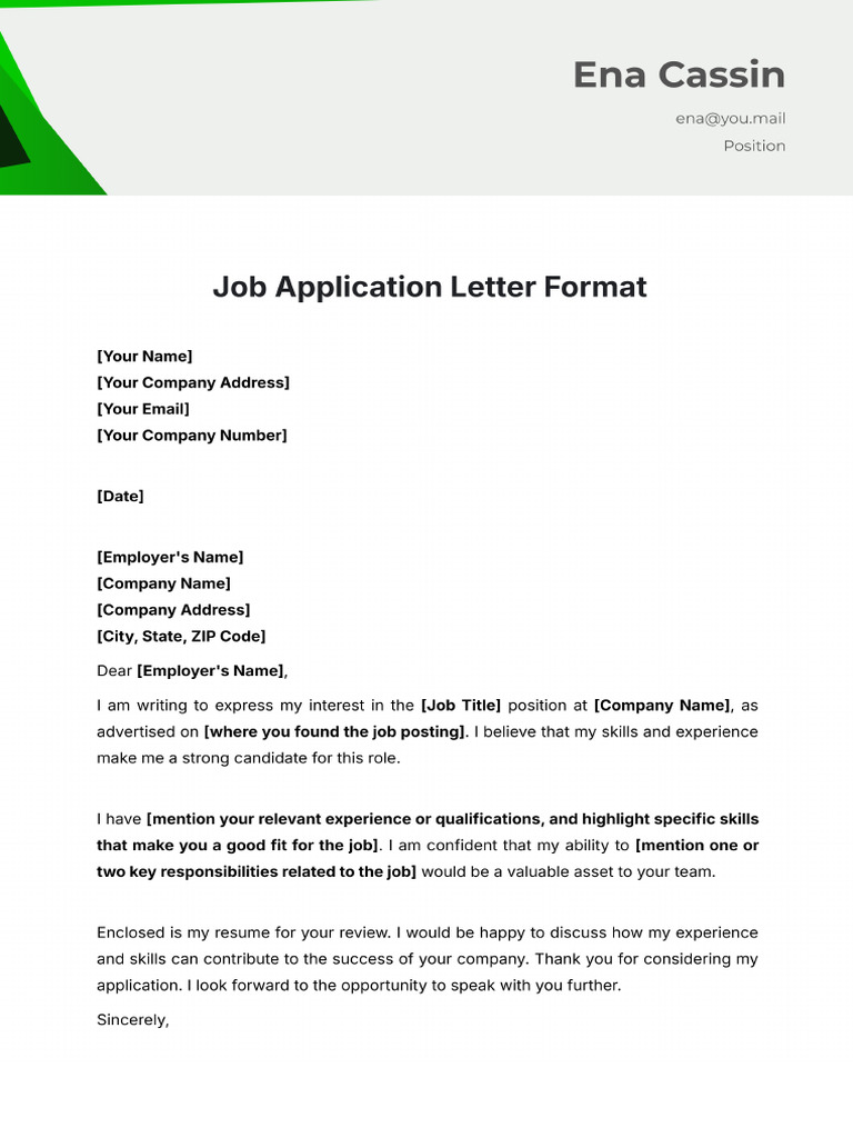 Job Application Letter Format Template | PDF