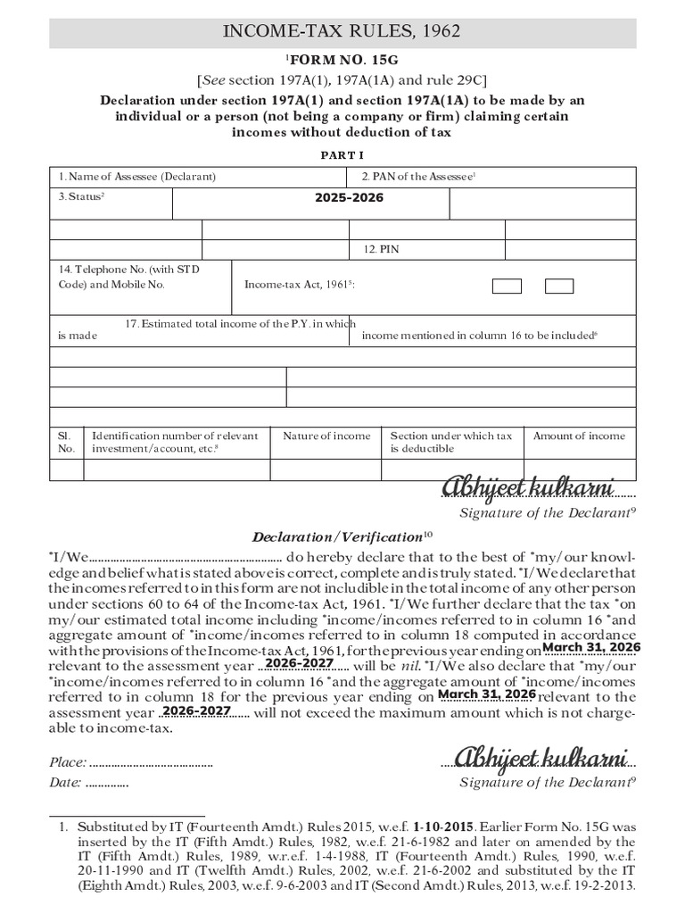 PF Withdrawal: Form 15G Guide | PDF | Income Tax | Fine (Penalty)
