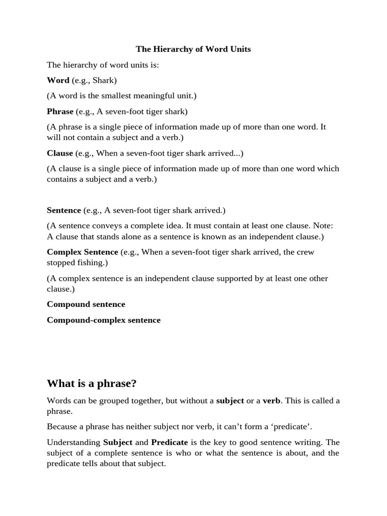 Understanding Sentence Hierarchy | PDF | Verb | Subject (Grammar)