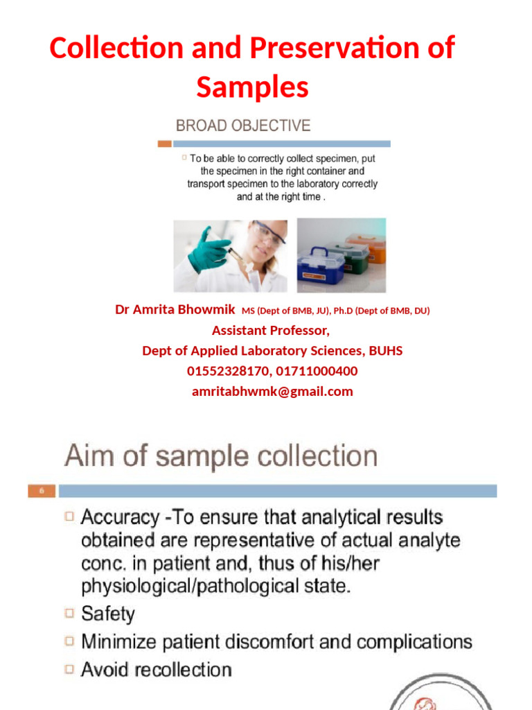Collection and Preservation of Samples | PDF | Red Blood Cell | Blood