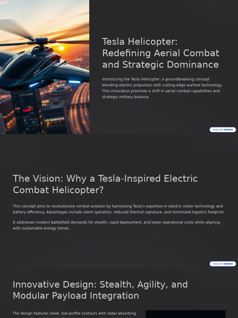 Tesla Helicopter Redefining Aerial Combat and Strategic Dominance | PDF ...