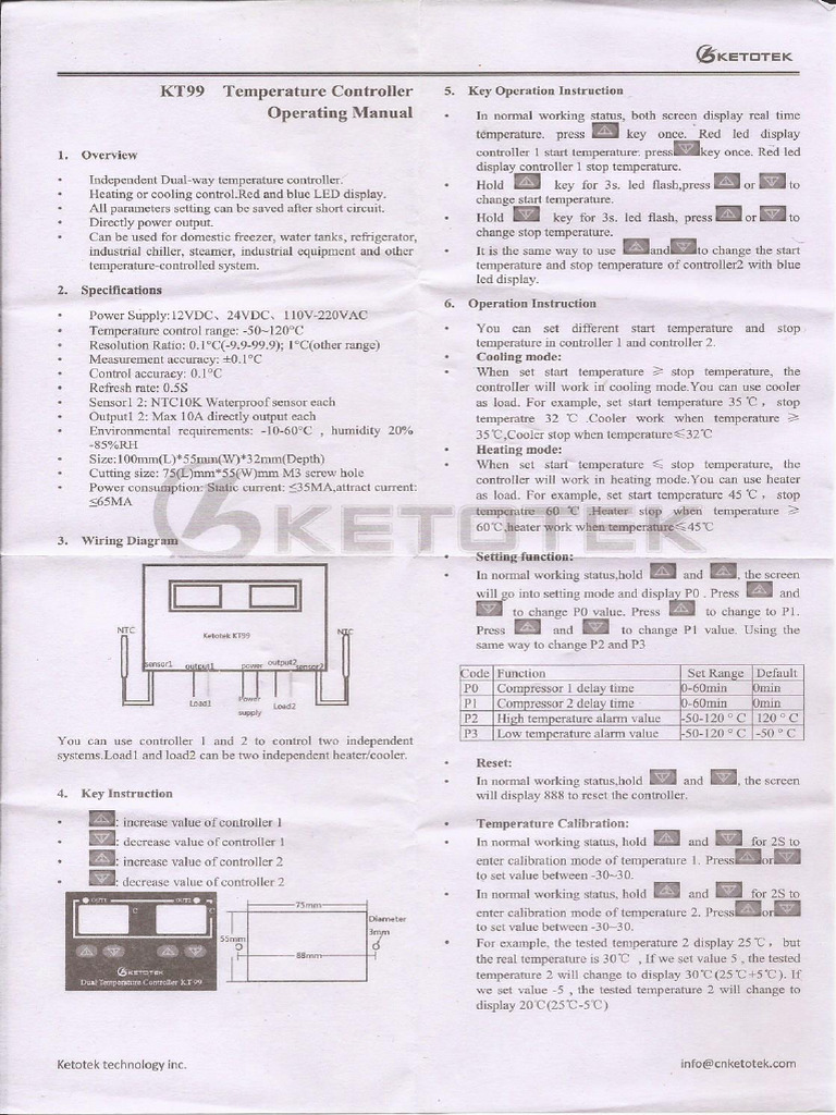 Temperature Controller KT 99 | PDF
