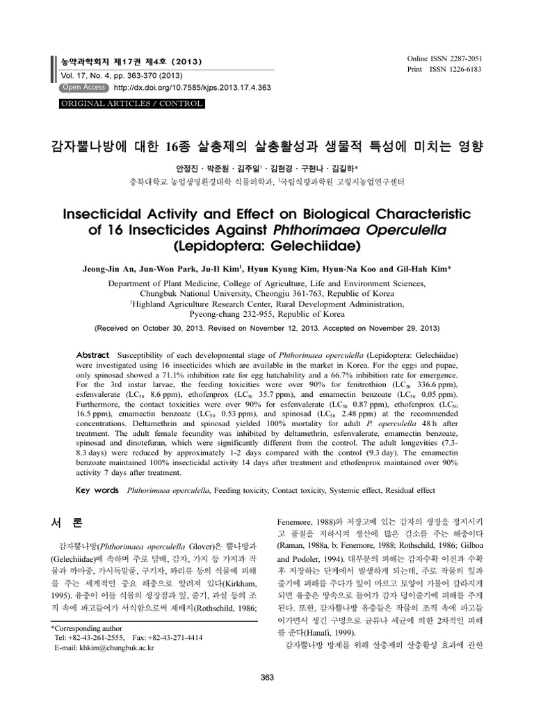 Insecticidal Activity and Effect On Biological Characteristic of 16 ...