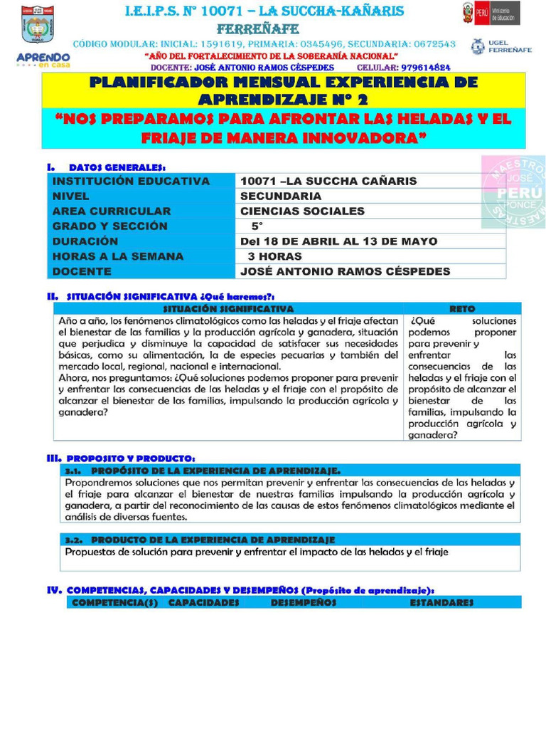 PLAN. EXP. 2 CC - SS. 5° - Archivos JOSEPH PONCE | PDF