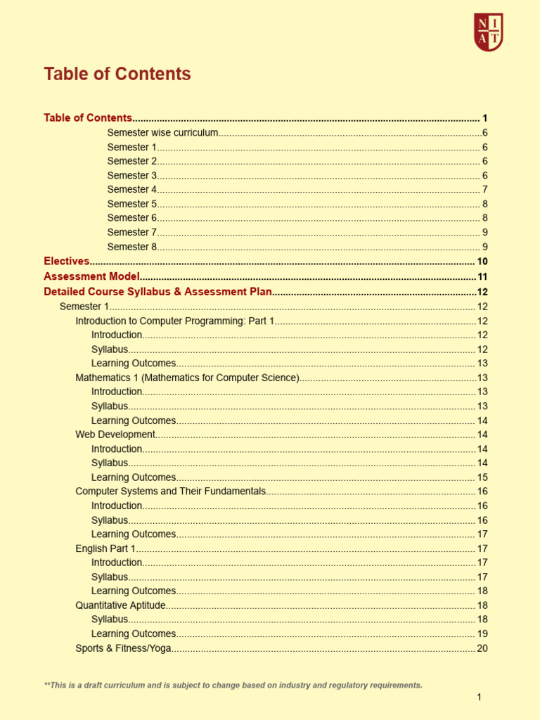 NIAT Computer Science Curriculum Overview | PDF | Internet & Web ...