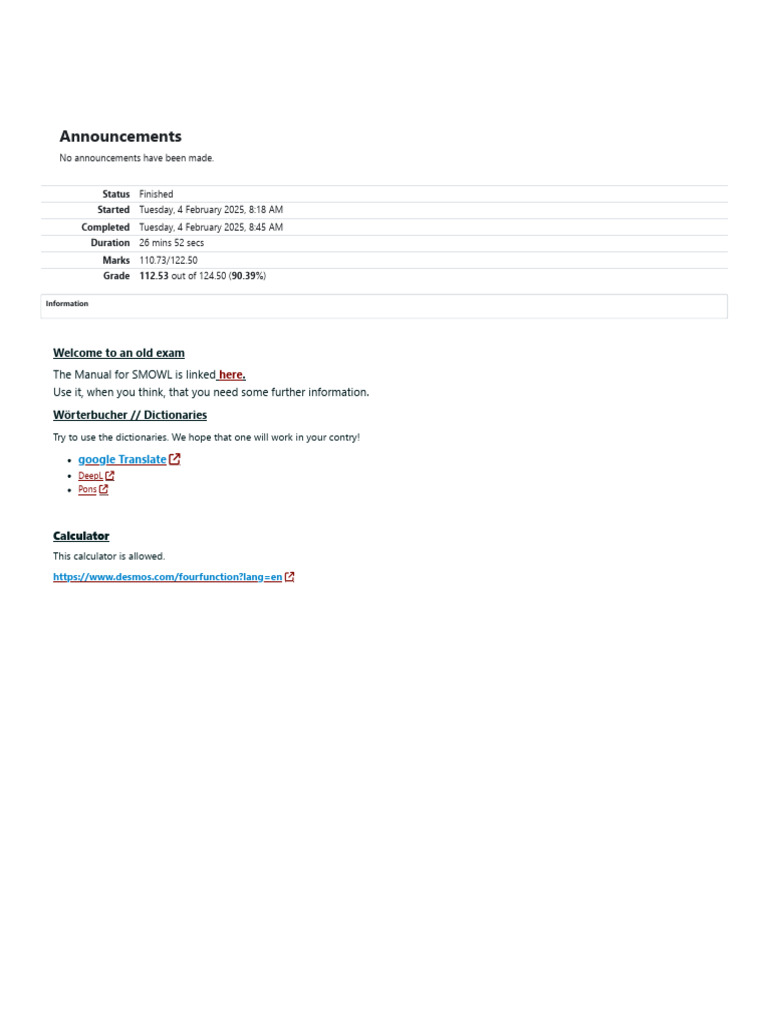 Mandatory Exam Style Demo - Attempt Review - Moodle Exam | PDF