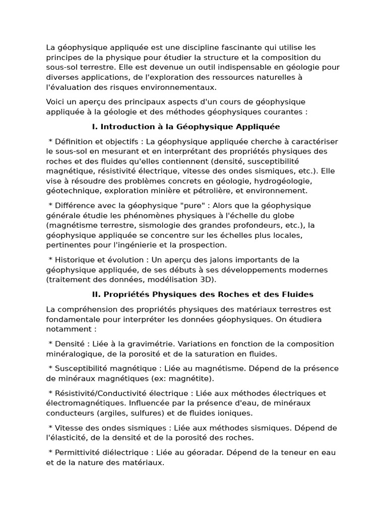 Introduction à la géophysique appliquée | PDF | Prospection sismique ...