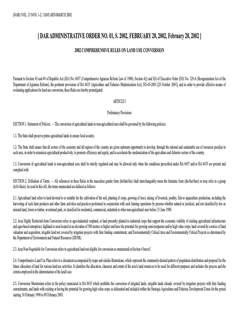 Dar Administrative Order No - O1 Series of 2002 Subject 2002 ...