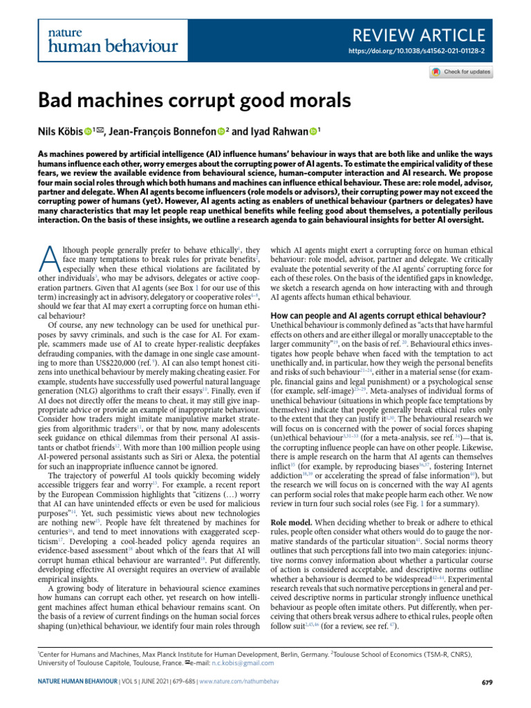 AI's Influence on Human Ethics | PDF | Artificial Intelligence ...