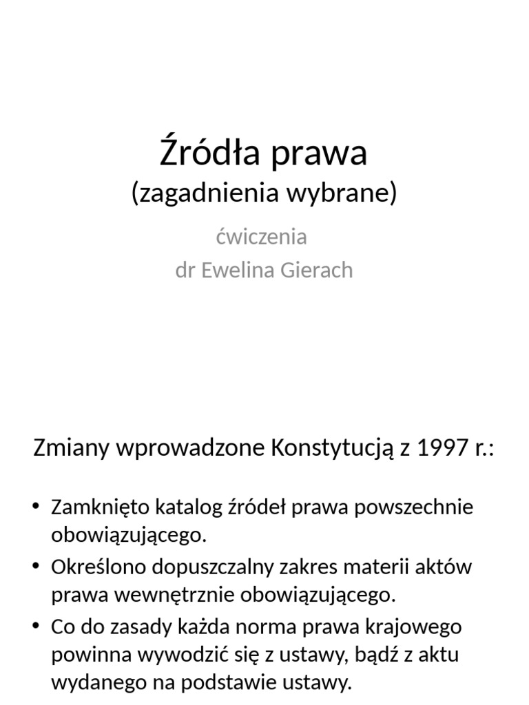 Źródła Prawa - Prezentacja | PDF