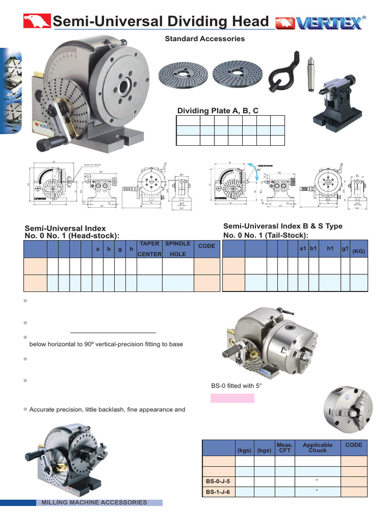 Dividing Head Specifications and Features | PDF | Mechanical ...