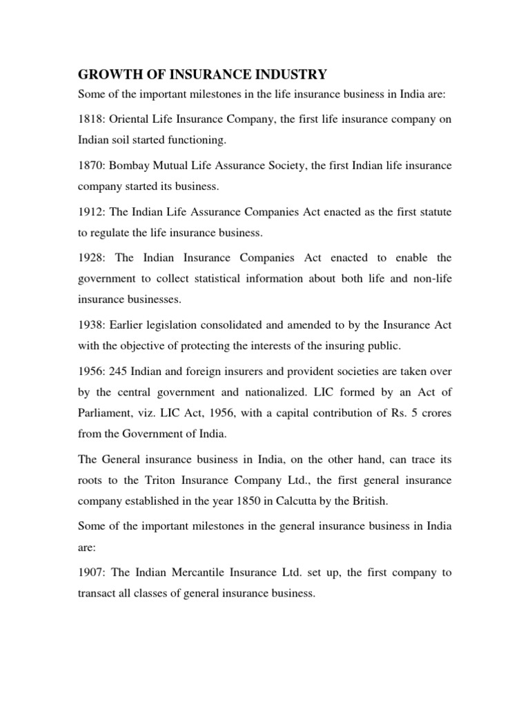 Growth Of Insurance Industry Insurance Life Insurance