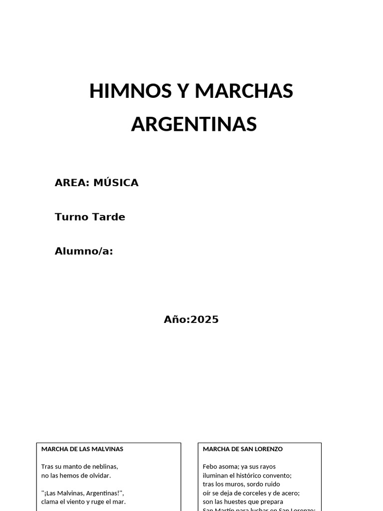 Himnos y Marchas Argentinas | PDF | Argentina