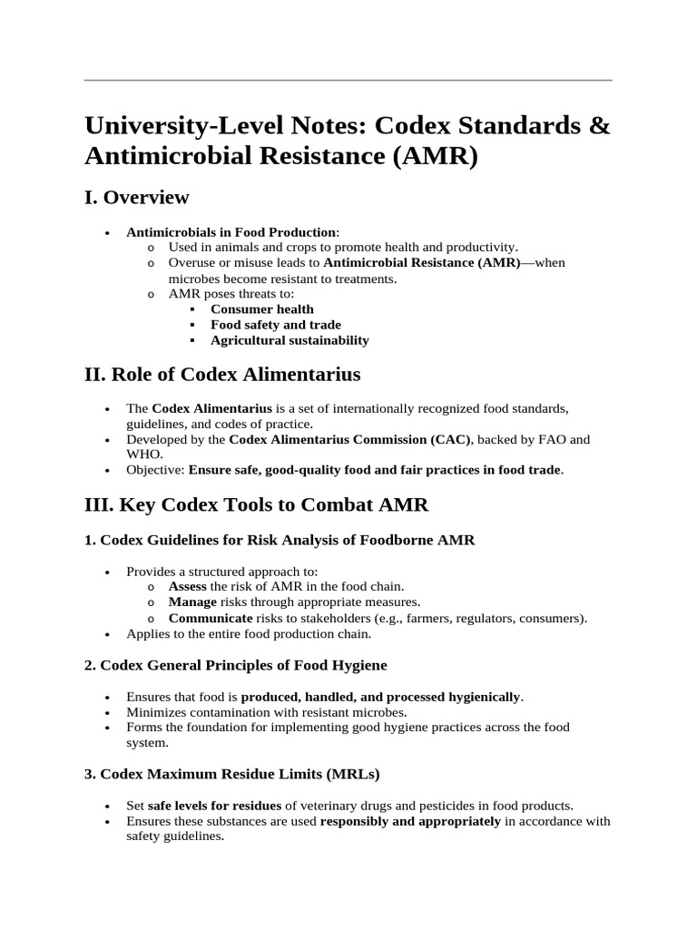 Codex Standards Addressing AMR in Food | PDF | Food Safety ...