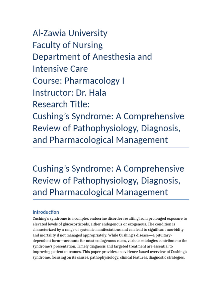 Cushings Syndrome Research Final | PDF | Adrenal Gland | Medicine