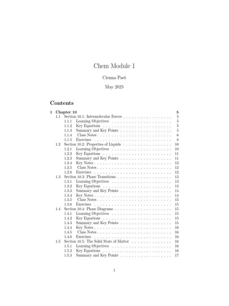 Chemistry Module 1 Overview | PDF | Intermolecular Force | Chemical Bond