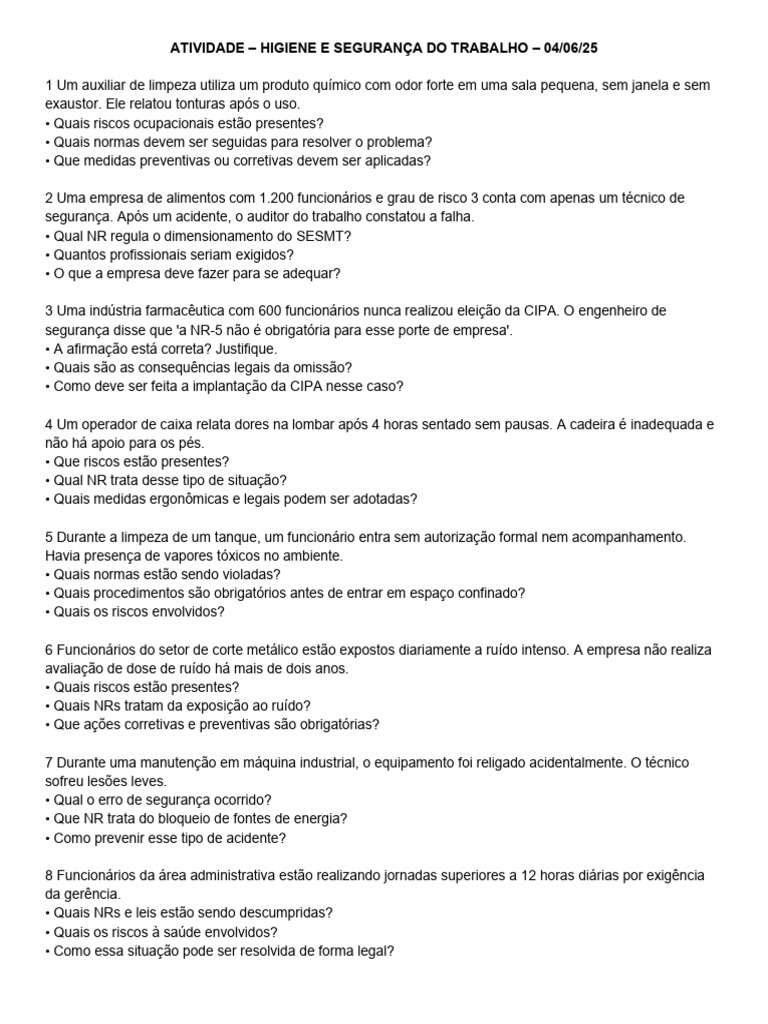 Riscos e Normas em Segurança do Trabalho | PDF