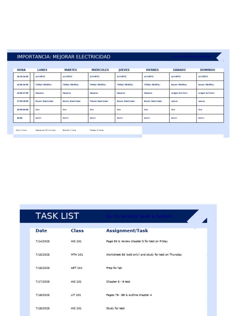Weekly Task Schedule | PDF
