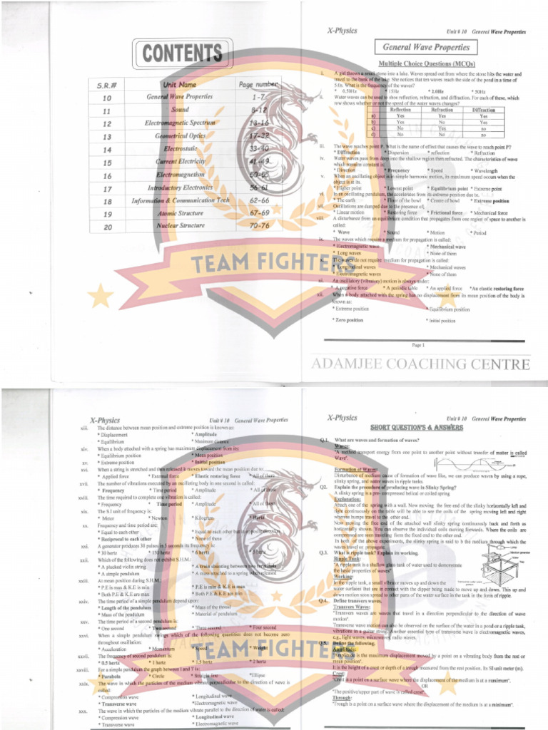 X Physics - Adamjee Note - Team Fighters | PDF