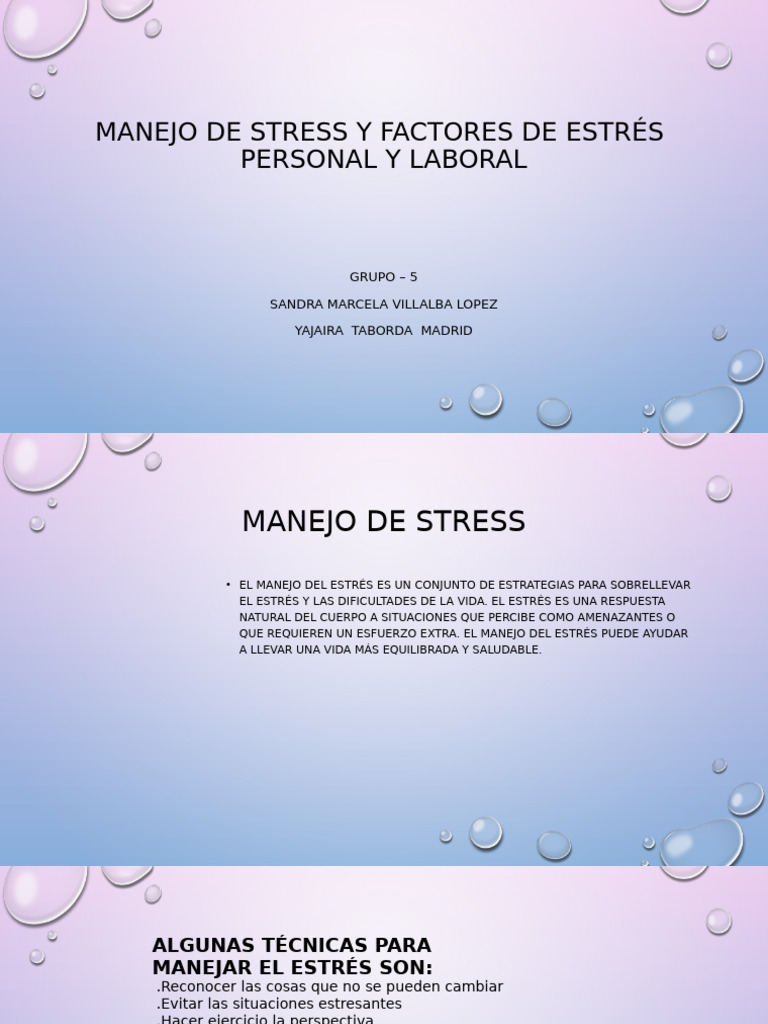 Manejo de Stress y Factores de Estrés Personal | PDF | Estrés (biología ...