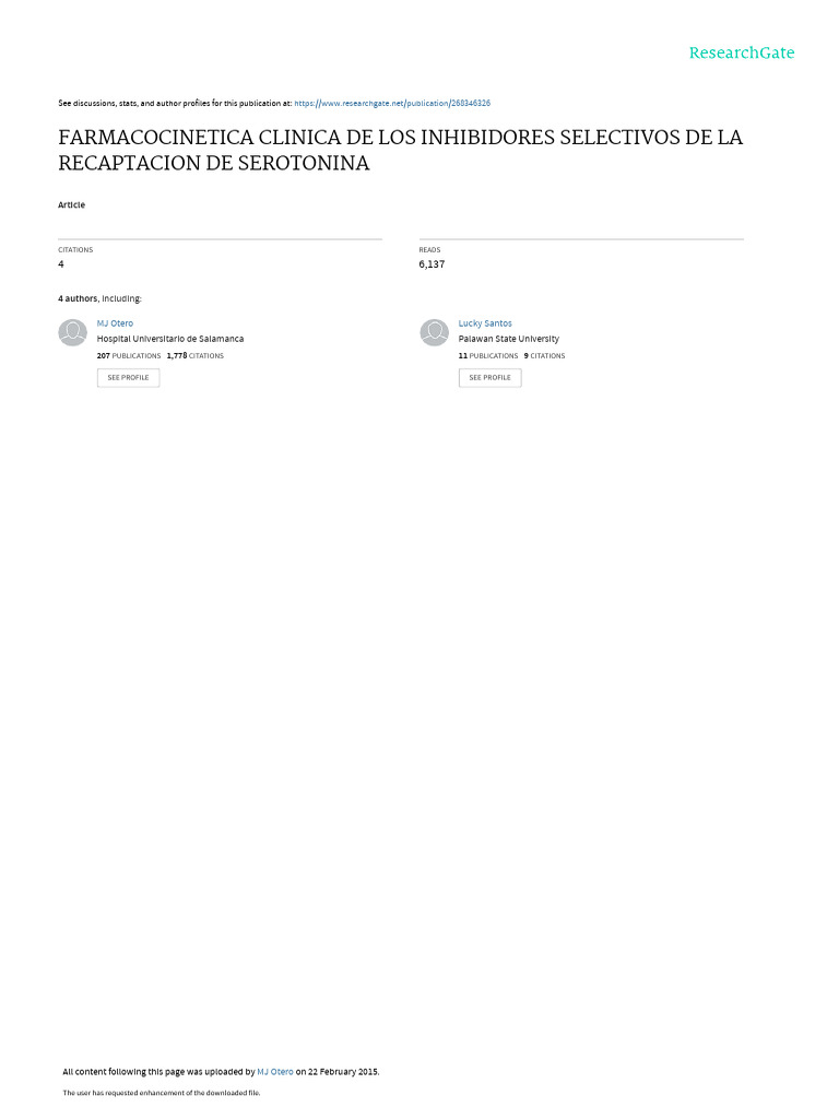 Farmacocinetica Clinica de Los Inhibidores Selecti | PDF ...