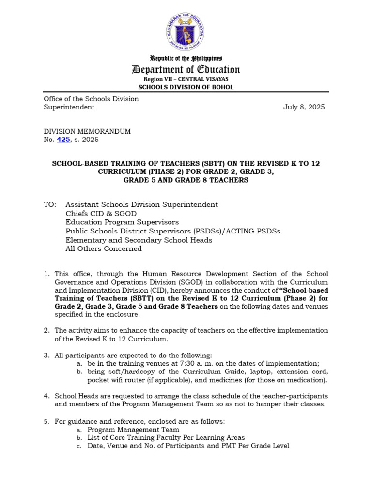 SBTT for Revised K to 12 Curriculum | PDF | Curriculum