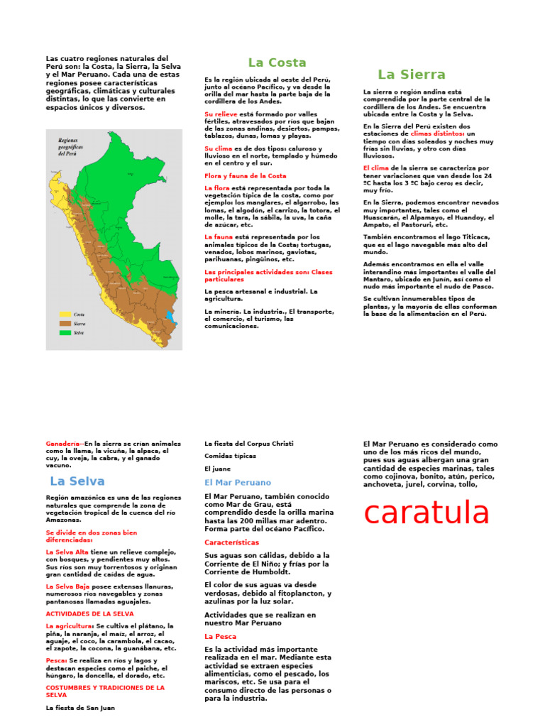 Cuatro Regiones Naturales del Perú | PDF | Perú | Andes