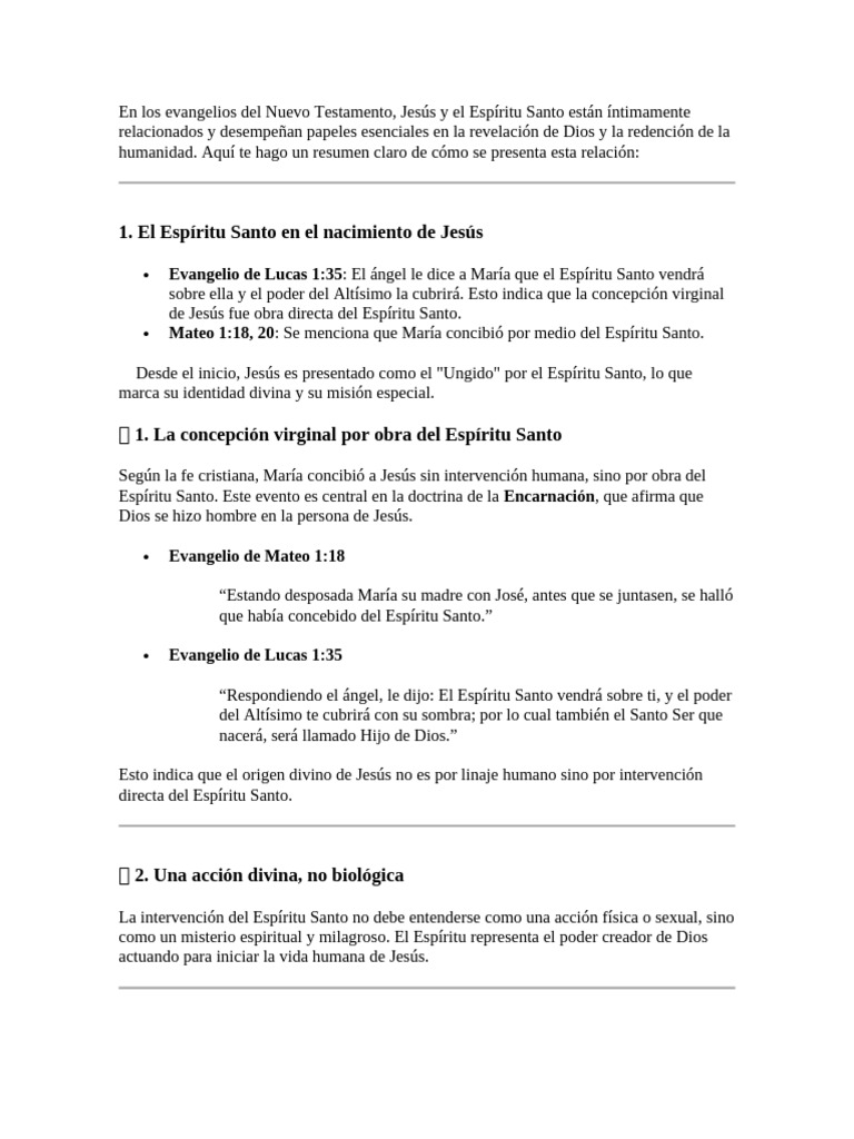 Jesús y el Espíritu Santo en los Evangelios | PDF | Jesús | espíritu Santo