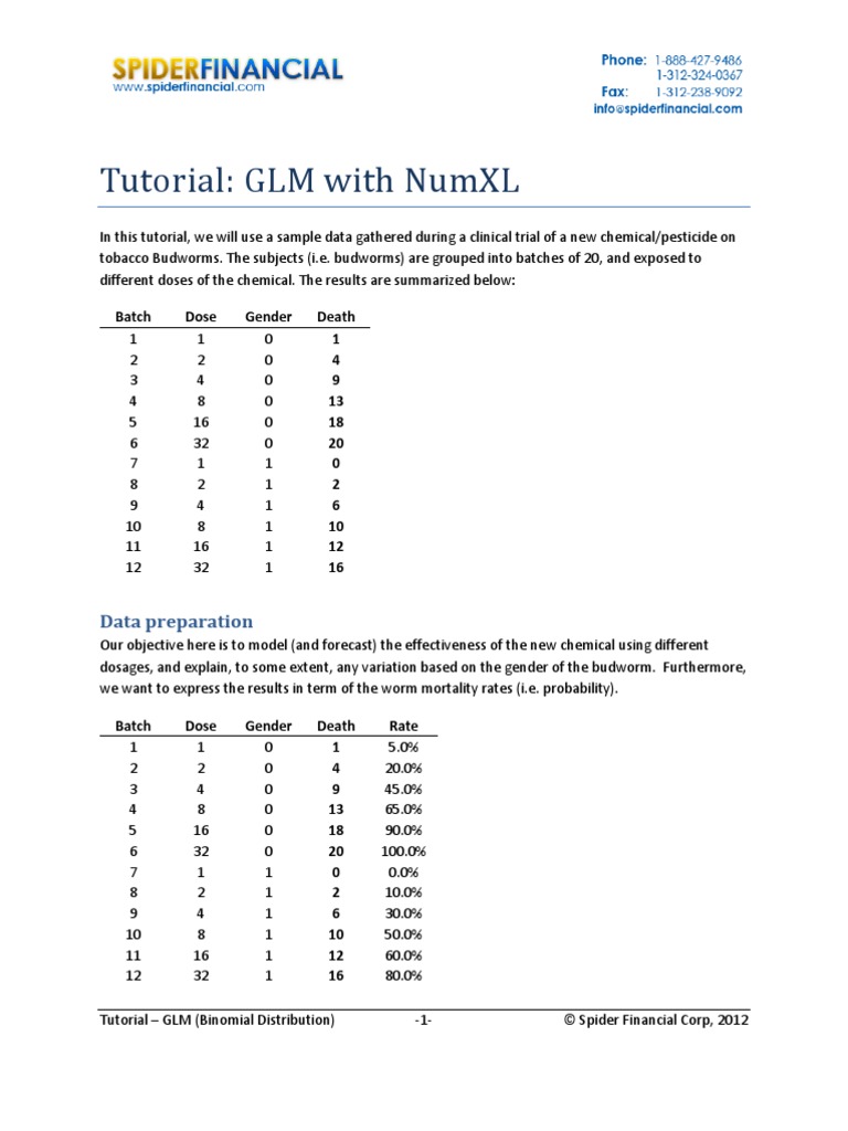 Generalized Linear Model With Excel Tutorial | PDF | Statistical ...