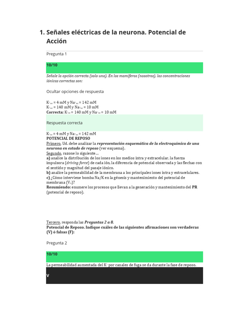 Potencial de Acción y Reposo en Neuronas | PDF | Sinapsis | Potencial ...