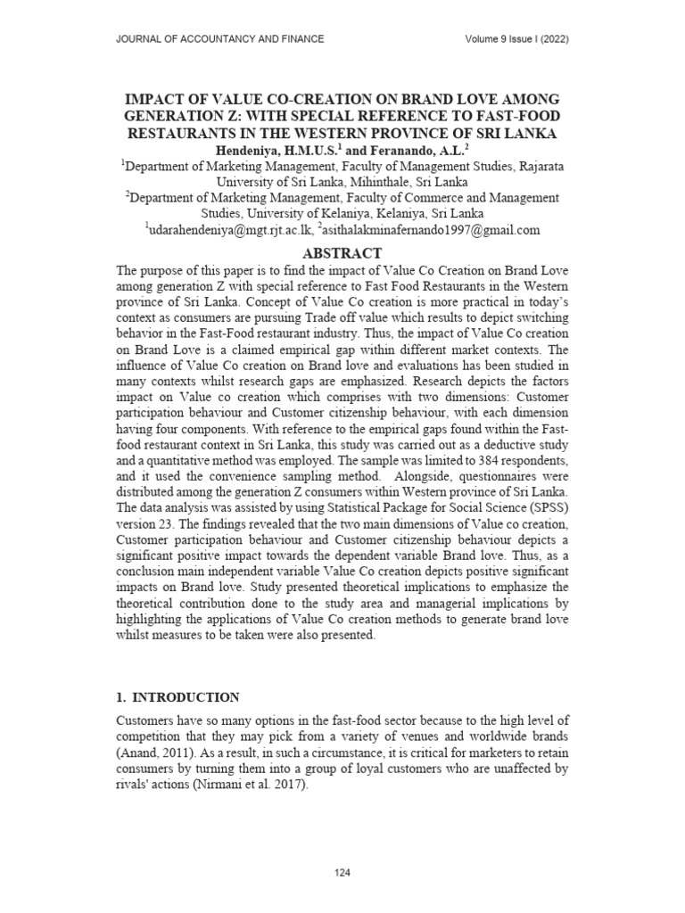 1 - Ler - Impact of Value Co-Creation On Brand Love Among | PDF ...
