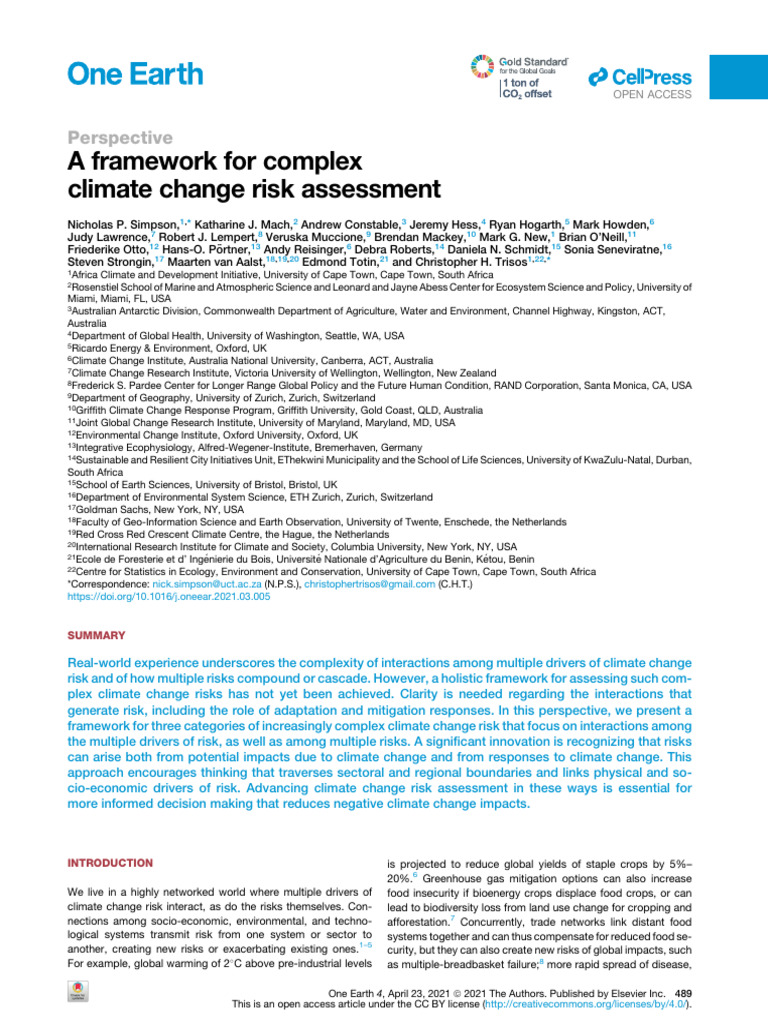 Climate Change Risk Assessment Framework | PDF | Risk | Climate Change